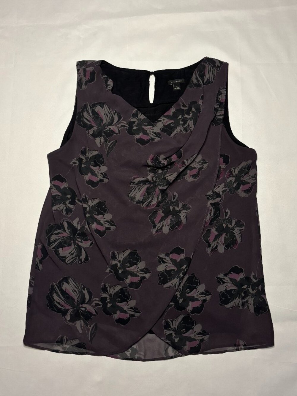 Ann Taylor Sleeveless Draped Tulip Hem Blouse Size Large